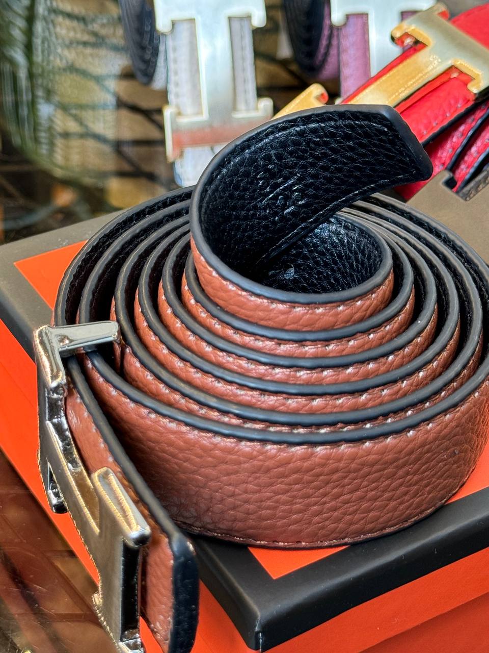 Hermès H Reversible Belt Brown/Black Gold