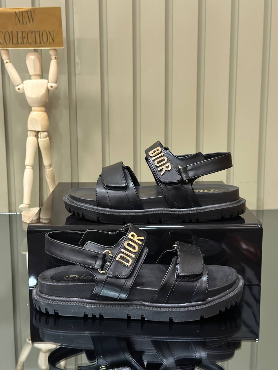 Dior Velcro Strap Sandals Black