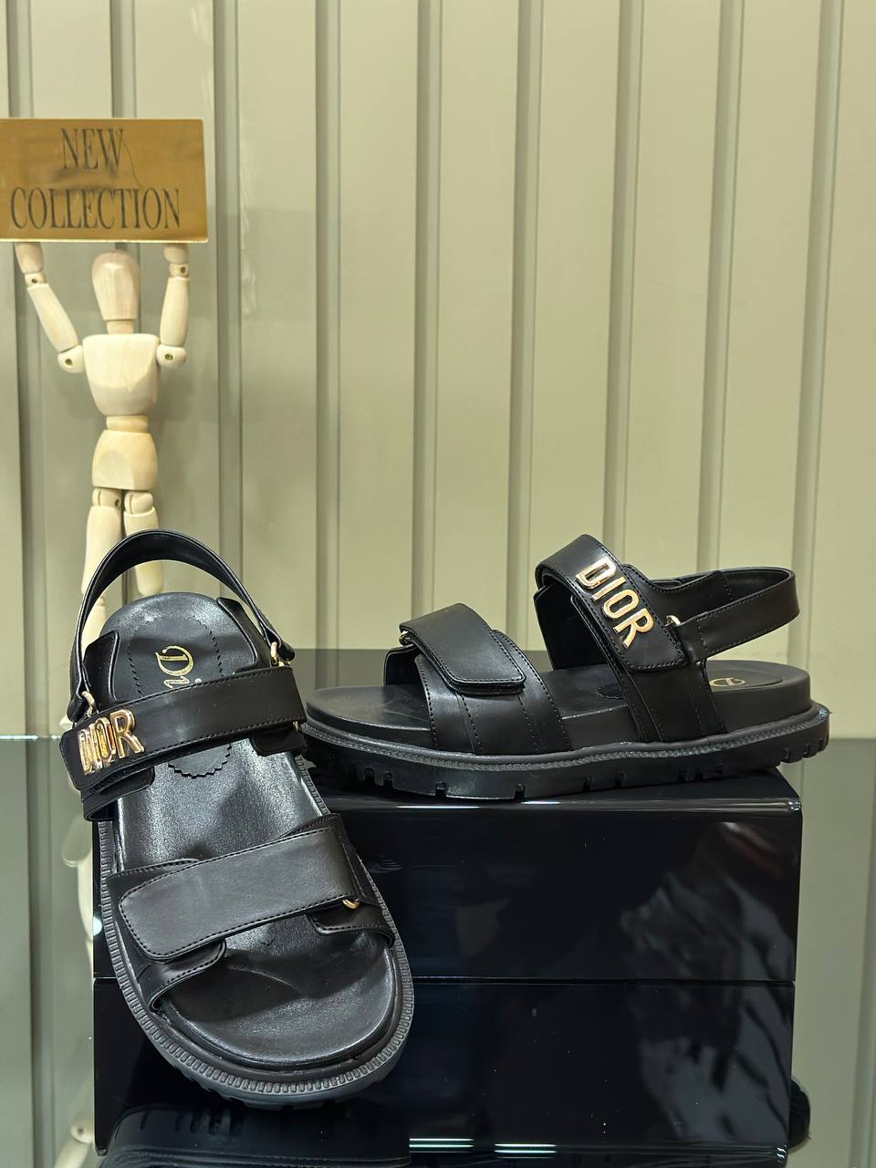 Dior Velcro Strap Sandals Black