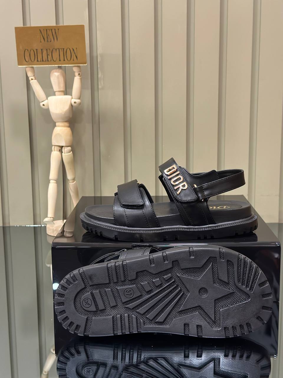 Dior Velcro Strap Sandals Black