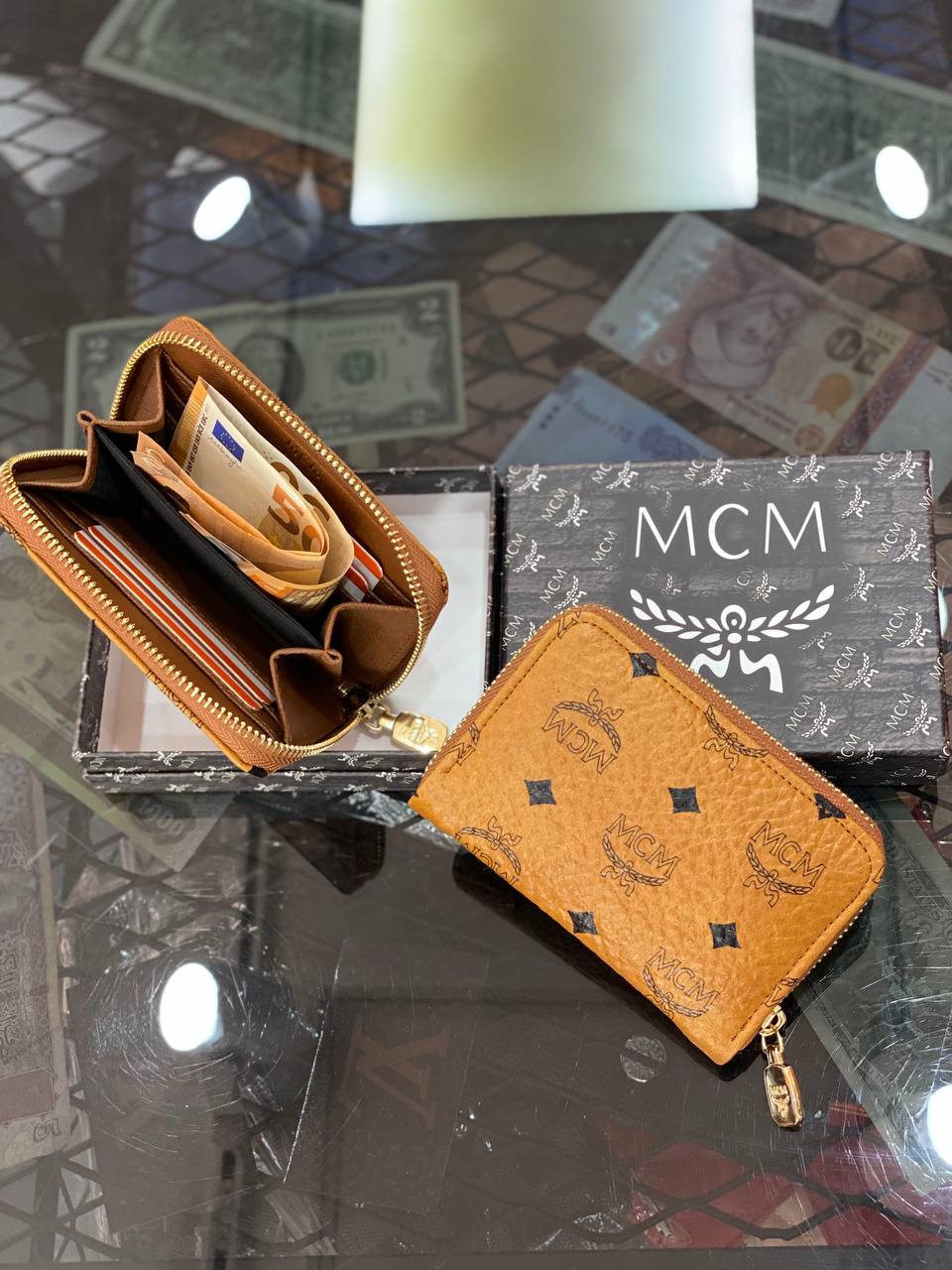 MCM Visetos Zip Around Wallet